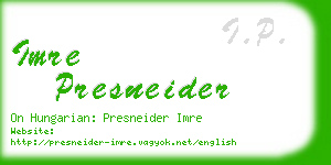 imre presneider business card